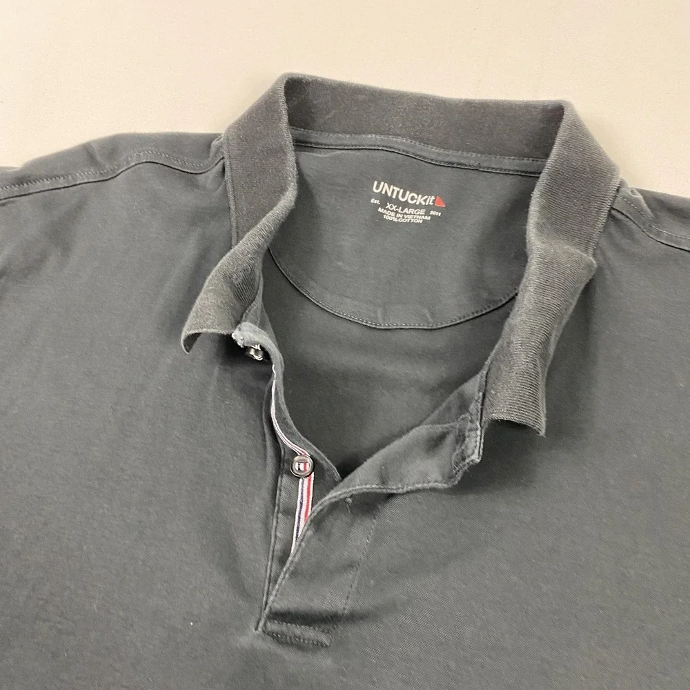 UNTUCKit Polo Shirt Mens 2XL Dark Gray Short Sleeve Collared Casual‎ Cotton